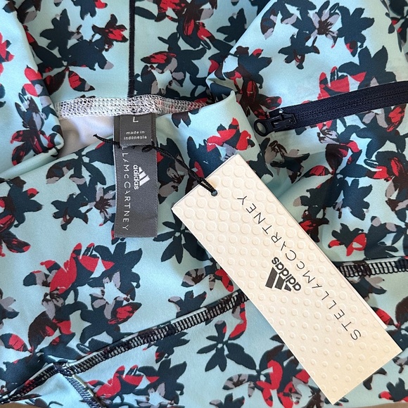 NWT Adidas x Stella McCartney Cycling Floral Shorts Blue/Multicolor Size L - Picture 7 of 11